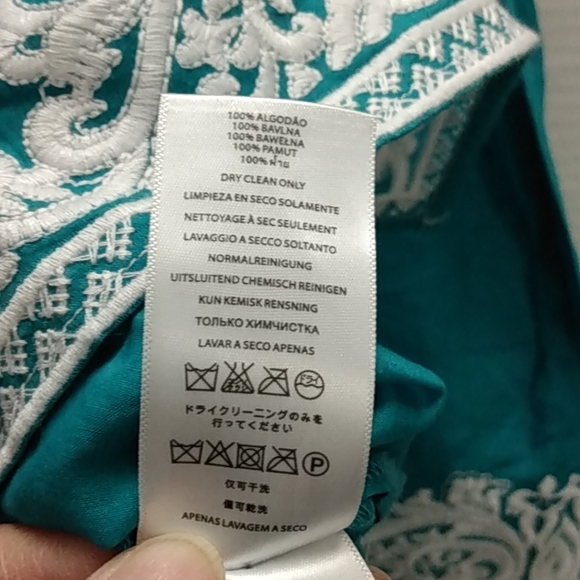 Michael Kors Embroidered Bohemian BOHO teal turquoise Tunic top small - Picture 7 of 8